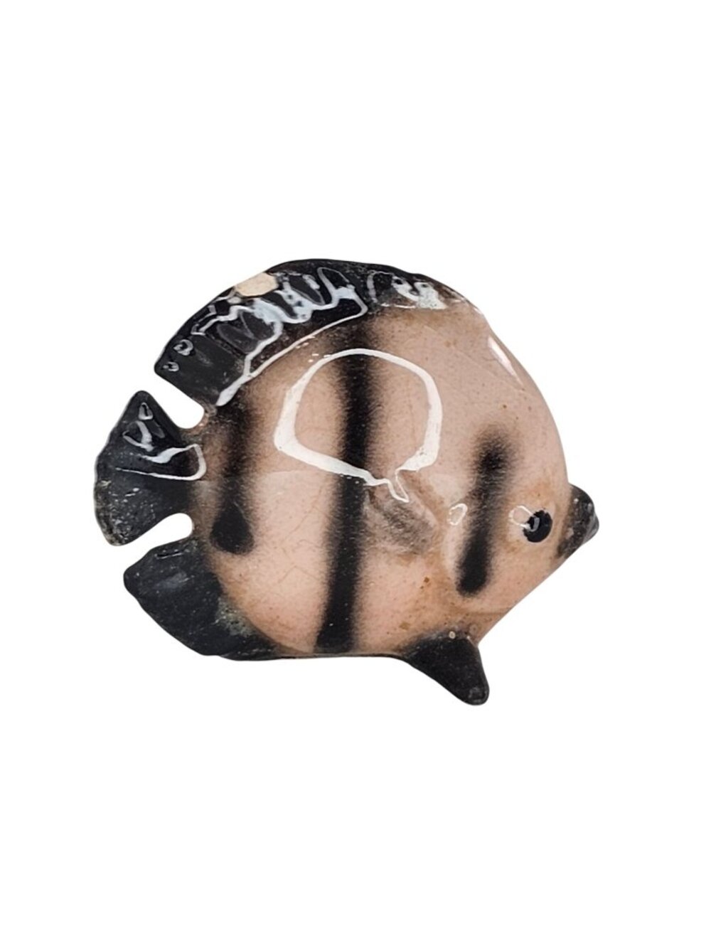 Hagen Renaker Flat Fish Miniature Figurine Pink Black *CHIPPED*